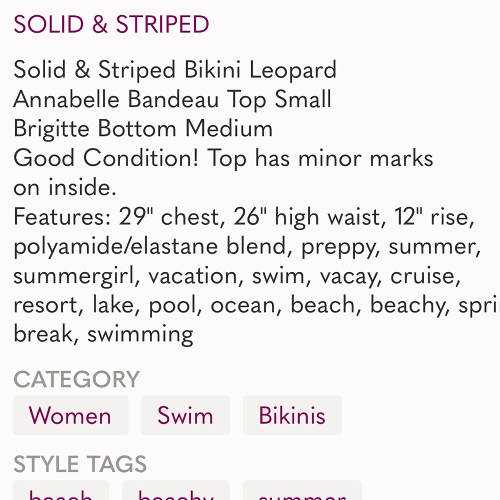 Solid & Striped Annabelle Bandeau Top Small Brigitte Bottom Medium Leopard - Picture 16 of 16